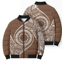 Cook Islands Gospel Day Bomber Puffer Jacket Brown Tribal Curves