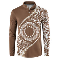 Cook Islands Gospel Day Button Sweatshirt Brown Tribal Curves