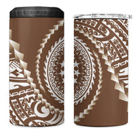 Cook Islands Gospel Day 4 in 1 Can Cooler Tumbler Brown Tribal Curves