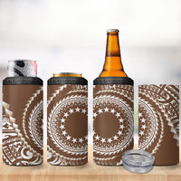 Cook Islands Gospel Day 4 in 1 Can Cooler Tumbler Brown Tribal Curves