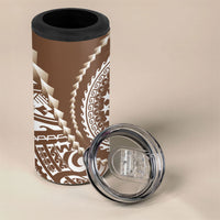 Cook Islands Gospel Day 4 in 1 Can Cooler Tumbler Brown Tribal Curves