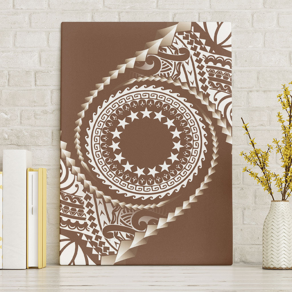 Cook Islands Gospel Day Canvas Wall Art Brown Tribal Curves