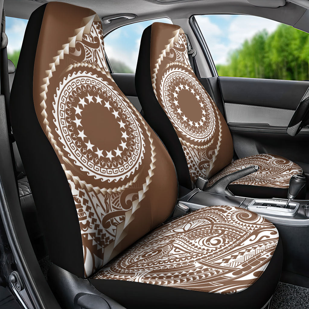 Cook Islands Gospel Day Car Seat Cover Brown Tribal Curves