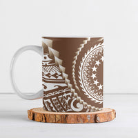 Cook Islands Gospel Day Ceramic Mug Brown Tribal Curves