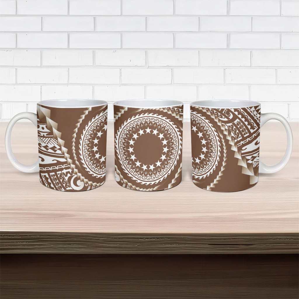Cook Islands Gospel Day Ceramic Mug Brown Tribal Curves