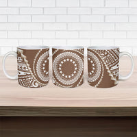Cook Islands Gospel Day Ceramic Mug Brown Tribal Curves