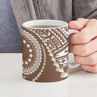 Cook Islands Gospel Day Ceramic Mug Brown Tribal Curves