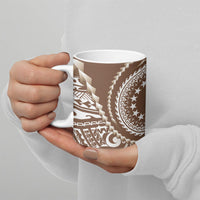 Cook Islands Gospel Day Ceramic Mug Brown Tribal Curves