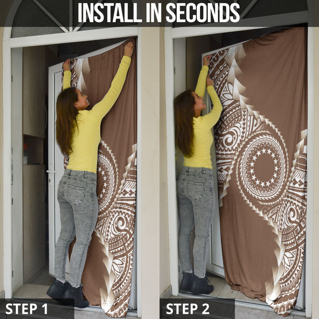 Cook Islands Gospel Day Door Cover Brown Tribal Curves