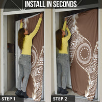Cook Islands Gospel Day Door Cover Brown Tribal Curves