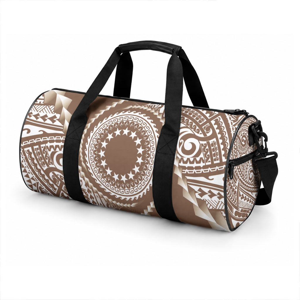 Cook Islands Gospel Day Duffle Bag Brown Tribal Curves