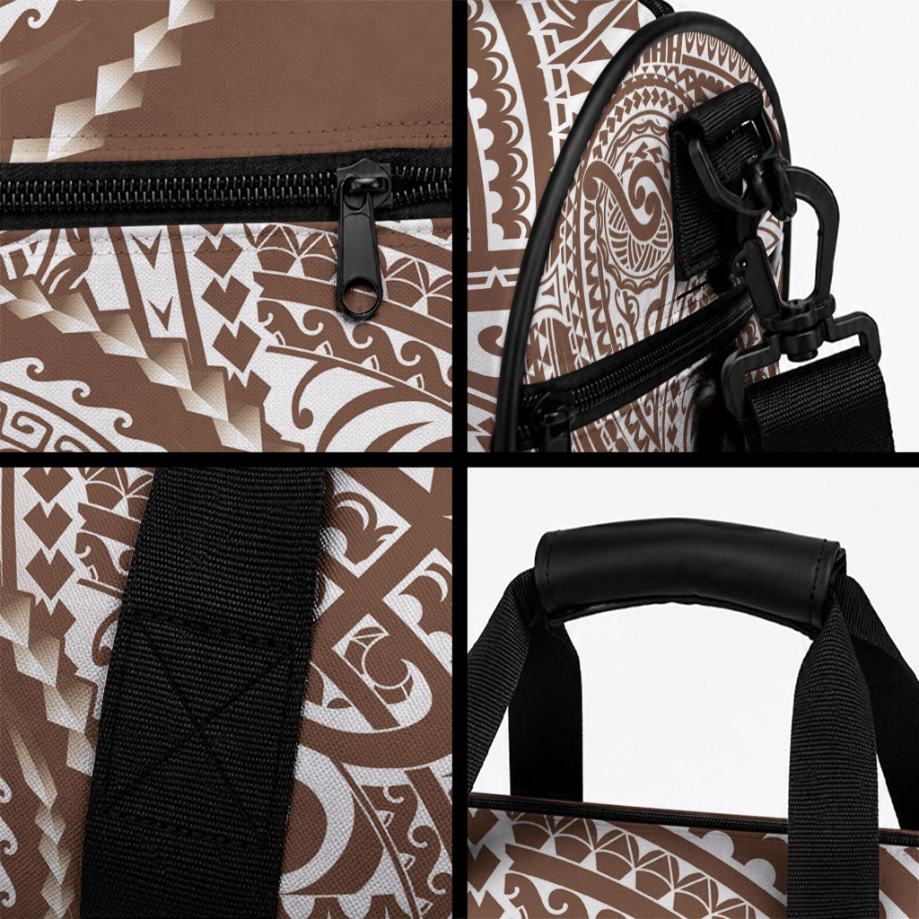 Cook Islands Gospel Day Duffle Bag Brown Tribal Curves