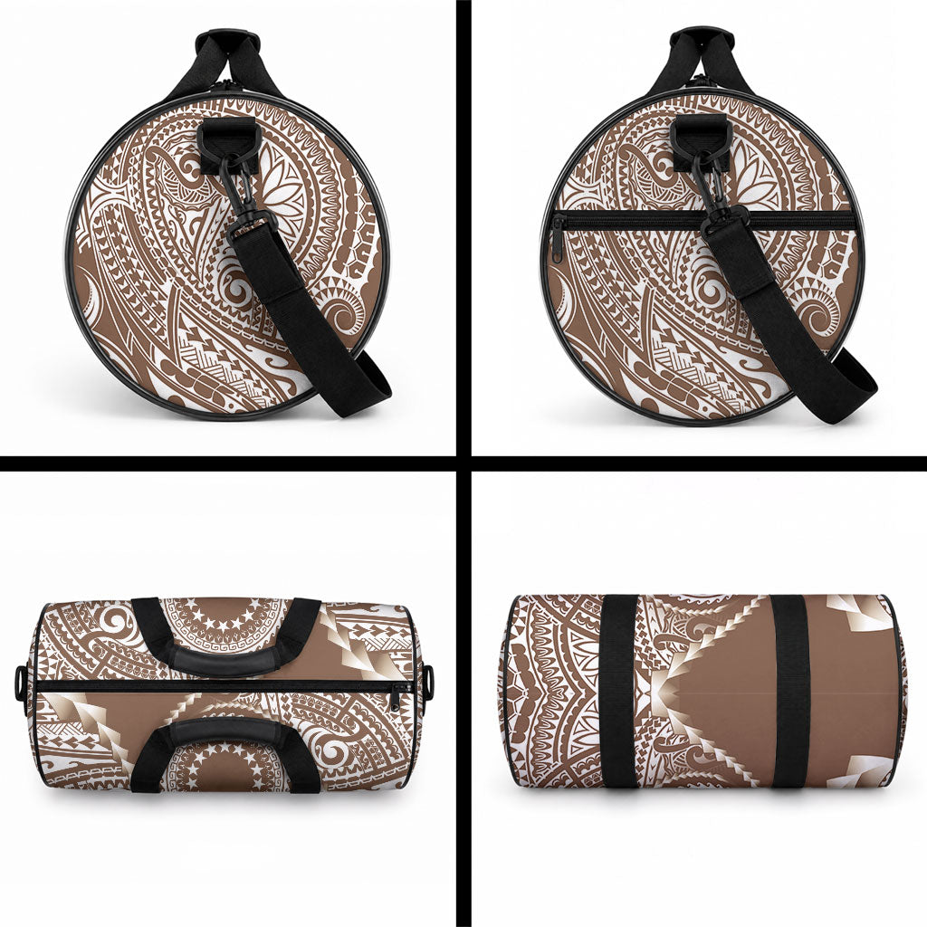 Cook Islands Gospel Day Duffle Bag Brown Tribal Curves