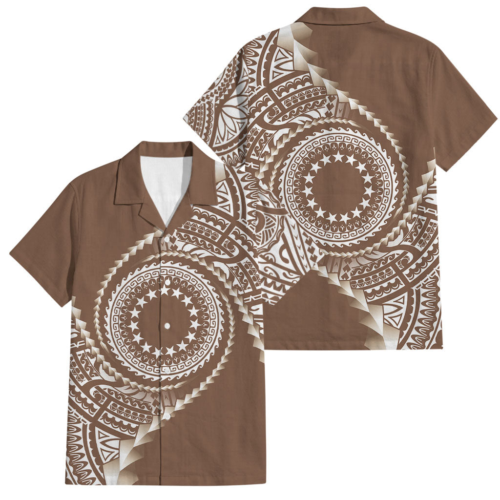 Cook Islands Gospel Day Family Matching Long Sleeve Bodycon Dress and Hawaiian Shirt Brown Tribal Curves