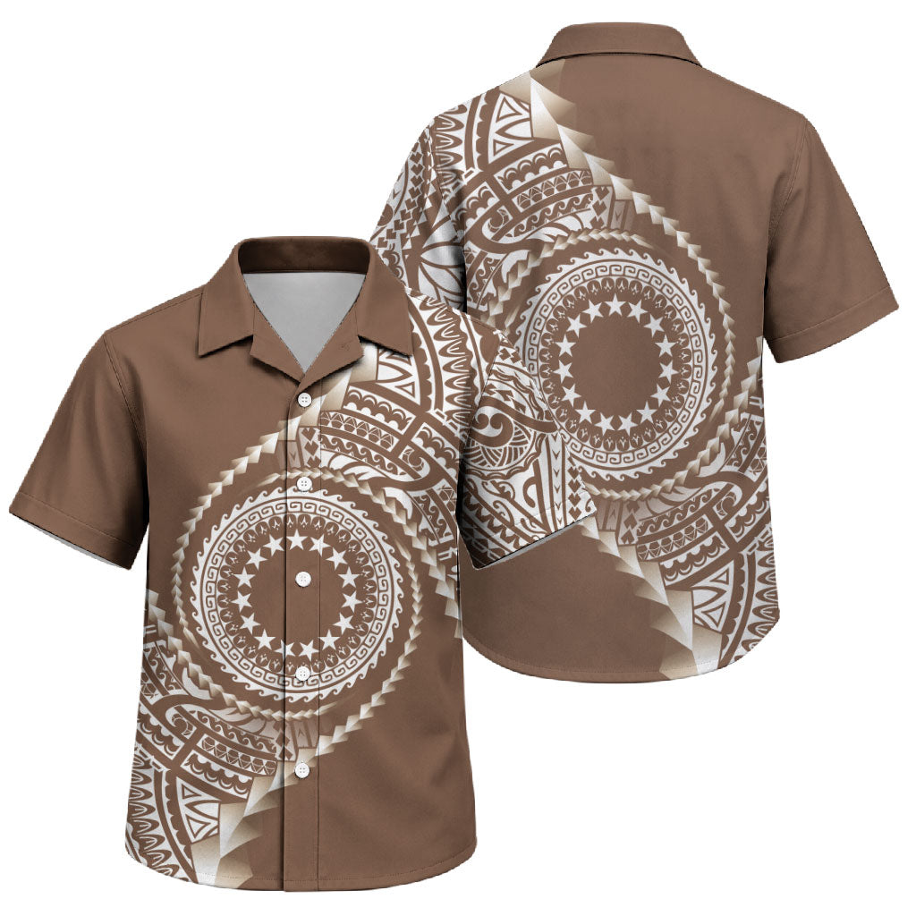Cook Islands Gospel Day Family Matching Short Sleeve Bodycon Dress and Hawaiian Shirt Brown Tribal Curves