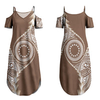 Cook Islands Gospel Day Family Matching Summer Maxi Dress and Hawaiian Shirt Brown Tribal Curves