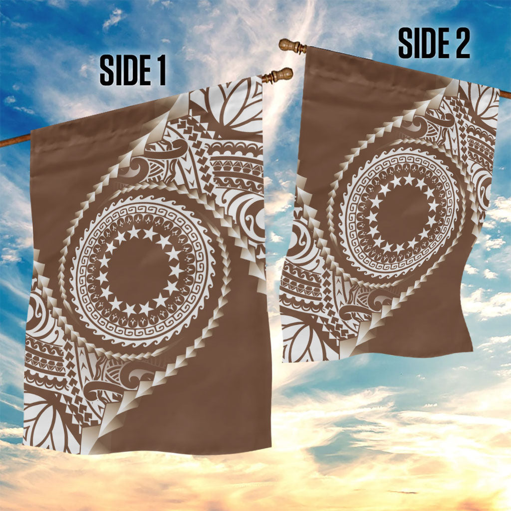 Cook Islands Gospel Day Garden Flag Brown Tribal Curves
