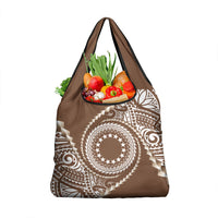Cook Islands Gospel Day Grocery Bag Brown Tribal Curves