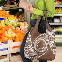 Cook Islands Gospel Day Grocery Bag Brown Tribal Curves