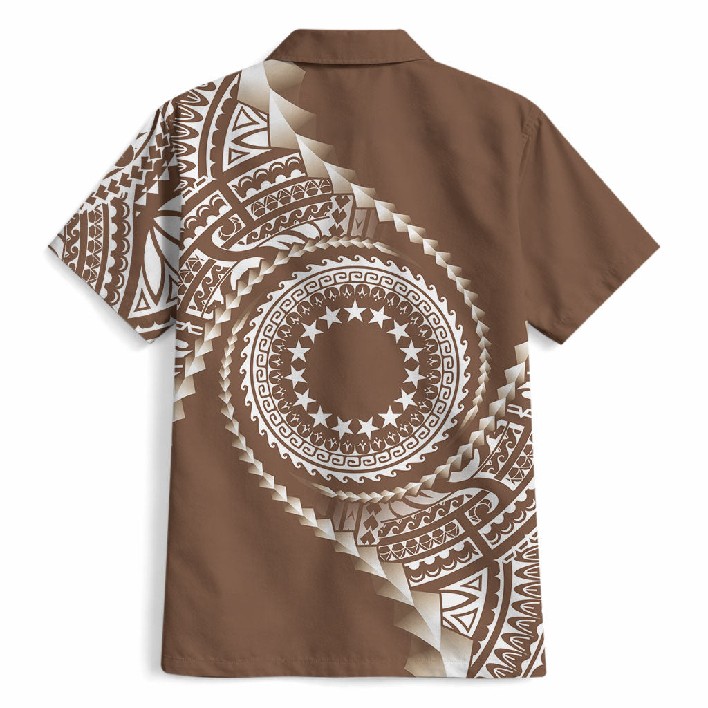 Cook Islands Gospel Day Hawaiian Shirt Brown Tribal Curves