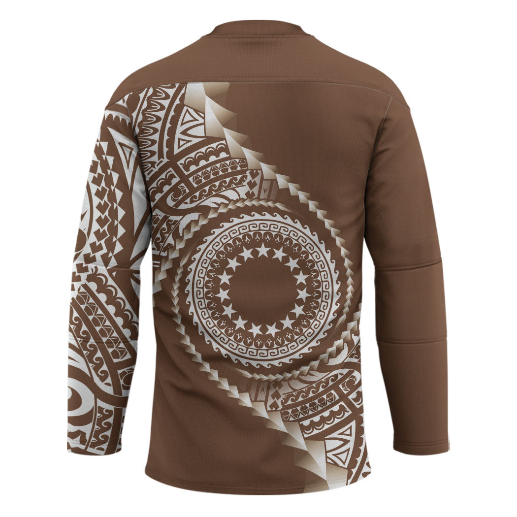 Cook Islands Gospel Day Hockey Jersey Brown Tribal Curves