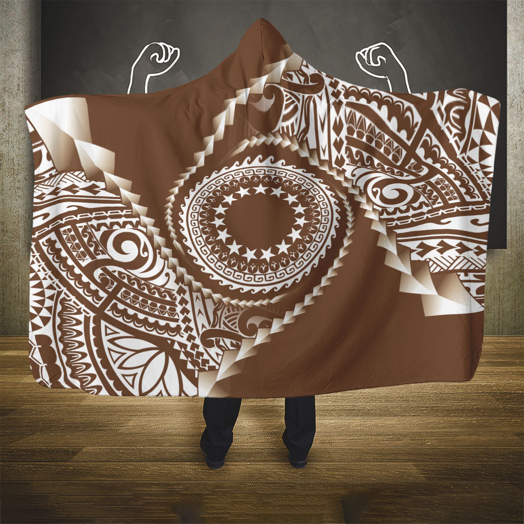 Cook Islands Gospel Day Hooded Blanket Brown Tribal Curves