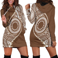 Cook Islands Gospel Day Hoodie Dress Brown Tribal Curves