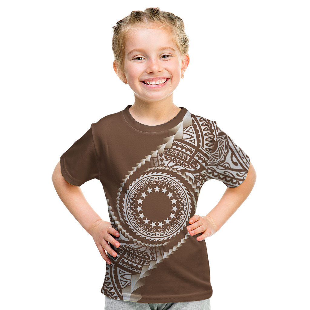 Cook Islands Gospel Day Kid T Shirt Brown Tribal Curves