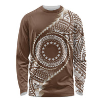 Cook Islands Gospel Day Long Sleeve Shirt Brown Tribal Curves
