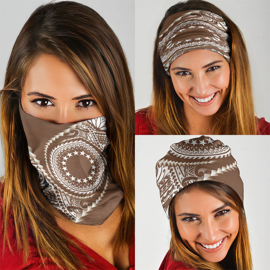 Cook Islands Gospel Day Neck Gaiter Brown Tribal Curves