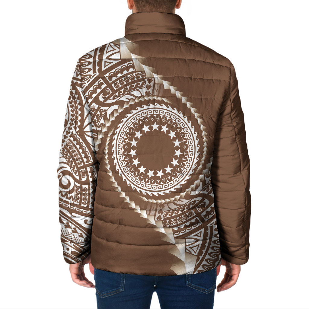 Cook Islands Gospel Day Padded Jacket Brown Tribal Curves