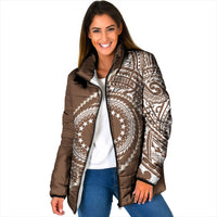 Cook Islands Gospel Day Padded Jacket Brown Tribal Curves