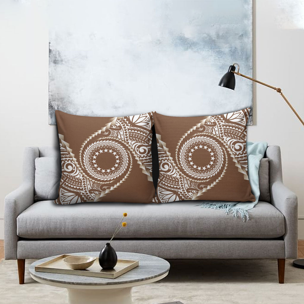 Cook Islands Gospel Day Pillow Cover Brown Tribal Curves