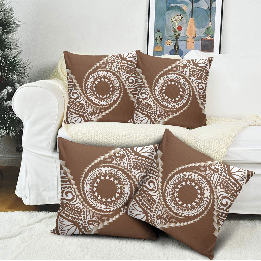Cook Islands Gospel Day Pillow Cover Brown Tribal Curves