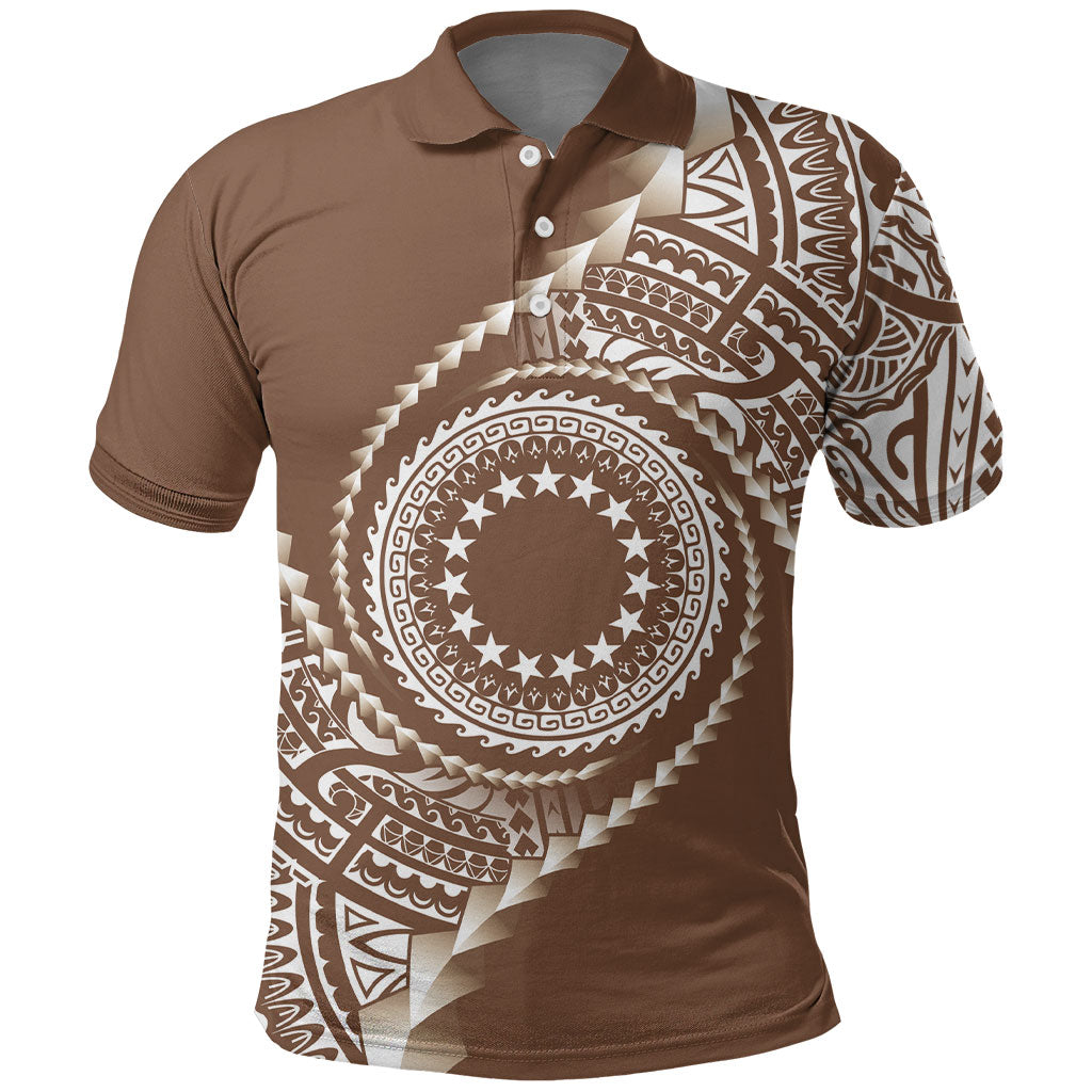 Cook Islands Gospel Day Polo Shirt Brown Tribal Curves
