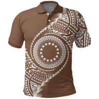 Cook Islands Gospel Day Polo Shirt Brown Tribal Curves