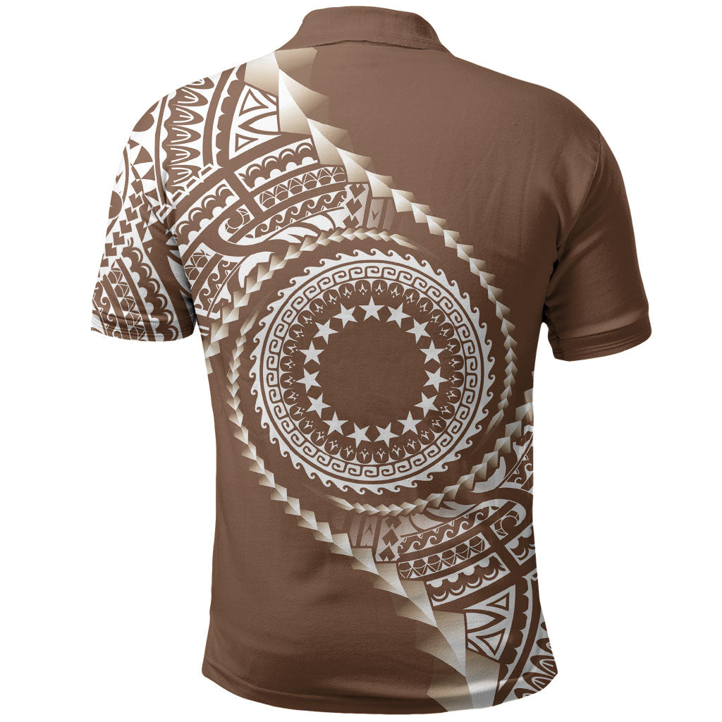 Cook Islands Gospel Day Polo Shirt Brown Tribal Curves