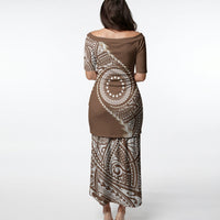 Cook Islands Gospel Day Puletasi Brown Tribal Curves