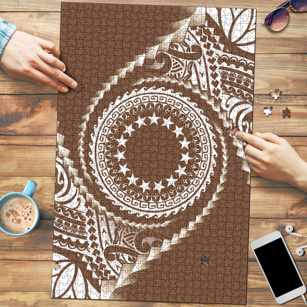 Cook Islands Gospel Day Puzzle Brown Tribal Curves