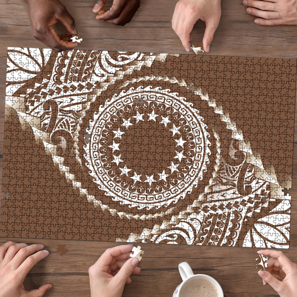 Cook Islands Gospel Day Puzzle Brown Tribal Curves