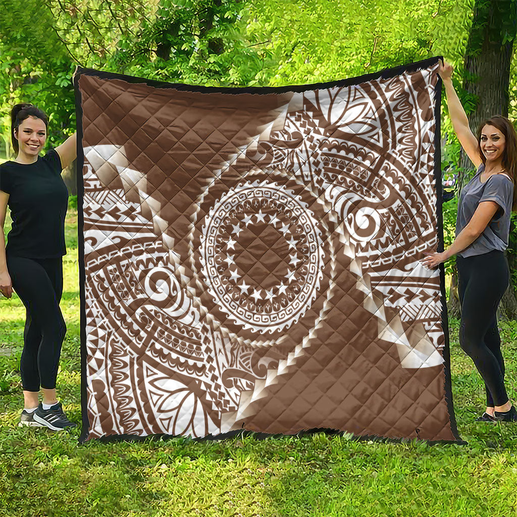 Cook Islands Gospel Day Quilt Brown Tribal Curves