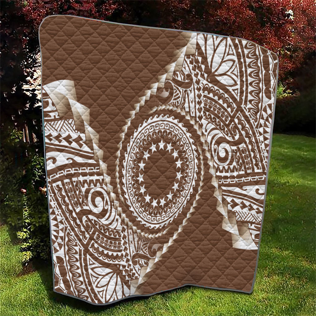 Cook Islands Gospel Day Quilt Brown Tribal Curves