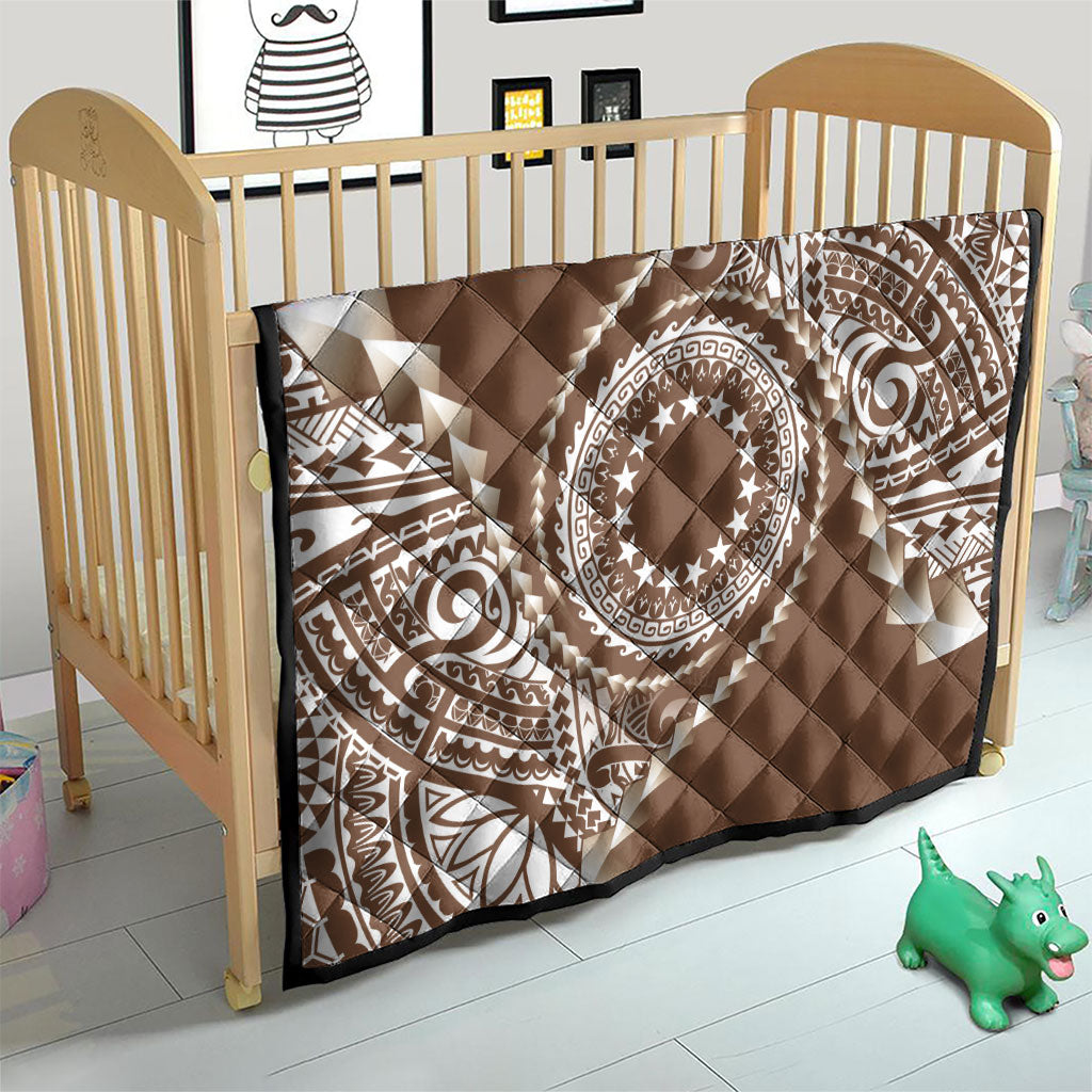 Cook Islands Gospel Day Quilt Brown Tribal Curves