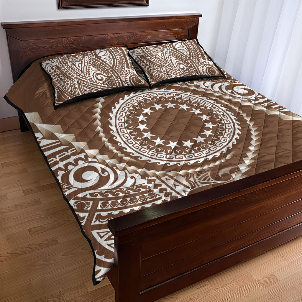 Cook Islands Gospel Day Quilt Bed Set Brown Tribal Curves