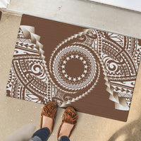 Cook Islands Gospel Day Rubber Doormat Brown Tribal Curves