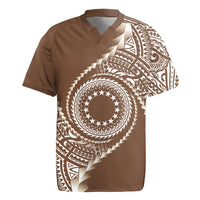 Cook Islands Gospel Day Rugby Jersey Brown Tribal Curves
