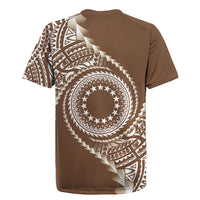 Cook Islands Gospel Day Rugby Jersey Brown Tribal Curves