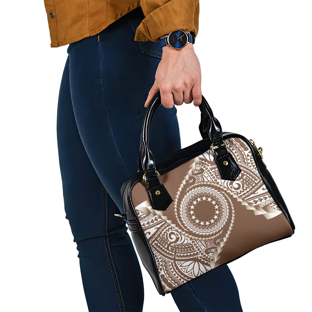 Cook Islands Gospel Day Shoulder Handbag Brown Tribal Curves