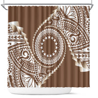 Cook Islands Gospel Day Shower Curtain Brown Tribal Curves