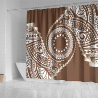 Cook Islands Gospel Day Shower Curtain Brown Tribal Curves